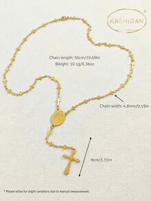 KASHIDAN [Religious Cross Necklace] Catholic Cross Link Chain Rosary Y-Necklace With Virgin Mary Medal & Plain Cross Pendant For Prayer Meditation - Multicolor - View 5