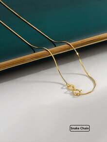 1pc Minimalist Design Layered S925 Sterling Silver Necklace, Delicate Jewelry, Suitable For Daily Wear, Gift - Gold - View 9