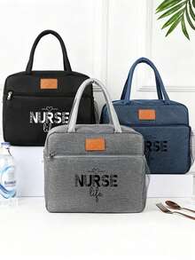 1 Pc, Nurse Pattern Printed Handbag, Large Capacity Handheld Bag, Suitable For Office Workers And Travel - one-size - View 3