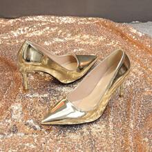 Women's Shiny Mirror Pointed Toe Stiletto High Heel Pumps, Luxury Party Style, Suitable For Party Wedding Date, All Season Low-Cut Shoes - Gold - View 7
