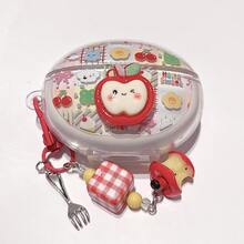 New Plaid 3D Red Apple Cute Cartoon Fruit Earphone Case Anti-Drop Soft Shell Earphone Protective Cover + Keychain Apple Pendant Compatible With Huawei FreeBuds SE2/SE3/SE4/6i/7i/FreeClip2/FreeClip 2 Collector's Edition Wireless Bluetooth Earphone Case - Apple - View 8