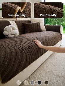 1PC Cream-Style Plush Velvet Jacquard Sofa Cushion Cover – Non-Slip, Pet-Friendly, All-Season, Machine Washable Suitable For 1-4-Seater Sofas. Decorative Protective Slipcover / Throw Cover – Dustproof, Durable, And Resistant To Pet Scratching. - Multicolor - View 10