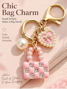 Pink Mini Handbag Keychain, Bag Charm Pendant, Girly Gift, Best Friend Birthday And Holiday Souvenir. Keychain, Bag Charm, Keyring, Wallet Charm, Car Accessory, Happy Dog, Wallet Charm And Accessory, Women's Car Accessory, Bag Charm Pendant - Multicolor - View 2