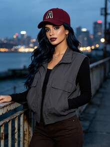 1Pc Unisex Men And Women Baseball Cap, Adjustable Outdoor Sun Protection Casual Hat, Suitable For Spring, Summer Traveling, Beach Party - Burgundy - View 3
