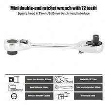 1/4" Mini Ratchet Wrench Double Ended Quick Socket Ratchet Wrench Screwdriver Hex Torque Wrenches Hand Repair Tools - Silver - View 3