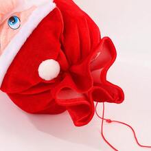 1pc Gold Velvet Santa Claus Mask Backpack With Straps, High-End Drawstring Gift Bag Large Capacity Christmas Present Pouch, Creative Holiday Party Gift Storage Bag, Christmas Gift Packaging & Decoration Supplies - Multicolor - View 3