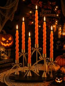 Orange Ribbed Scented Smokeless Candles, Halloween Decor Candles, Suitable For Cute Home Decor, Romantic Candlelight Dinner, Wedding Decoration, Holiday Gift, Meditation/Sleep, Christmas Tabletop Decor, Premium Gift For Best Friends (High-Quality Candles) - Incense and Candles - View 3