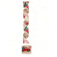 Wired Christmas Linen Ribbon, Christmas Tree Snowflake Truck Print Fabric Ribbon, Large Roll Ribbon For Sewing DIY Handmade Gift Wrapping, Christmas Wreath Making And Holiday Decoration Supplies - Multicolor - View 15