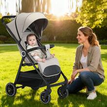 Lightweight Baby Stroller, FoldableStroller, Extended Sun Canopy ,Adjustable Backrest, Breathable Mesh, Easy To Carry, Suitable For Travel - Khaki - View 12