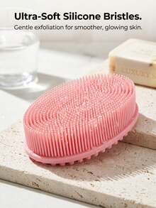 1-Piece Silicone Shower Scrub Brush, Double-Sided Massage Shower Brush, Cleaning Brush, Bath Brush, Soft Body Brush, Suitable For All Skin Types. For Showering. Body Cleaning And Care Tool, Bathroom Supplies, Shower Tool. - Multicolor - View 1