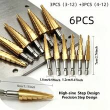 6pcs Multi-Size Step Drill Bit Set, Tapered Drill Bits Suitable For Drilling And Boring, Can Process Metal, Wood, PVC And Acrylic Materials, Widely Used For Home Repair, Handicrafts And Various Small Processing Projects (OPP Bag Packaging) - A - View 5
