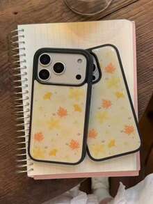 Autumn/Winter Pale Yellow Maple Leaf Aesthetic Phone Case Compatible With Apple 18/17 Pro Max, Premium Protective Cover, Niche Style, Glossy Finish, Anti-Drop, Minimalist, Elegant, Compatible With 16/15 Pro/14/13/17 - Multicolor - View 2
