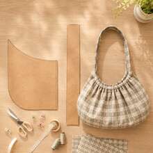 Vintage Plaid Pleated Shoulder Bag Sewing Pattern, Suitable For Sewing Beginners, DIY Fabric Underarm Bag Cutting Template, Handmade Casual Fabric Bag Pattern Template, Suitable As Fabric Craft Gift - Multicolor - View 5