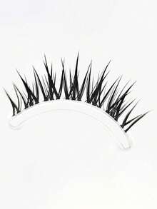 10pcs Cartoon Style False Eyelashes, One-Piece Eyelash Extensions, Transparent Natural Effect, Voluminous Curly Design, Suitable For Beginners, Reusable - Multicolor - View 3