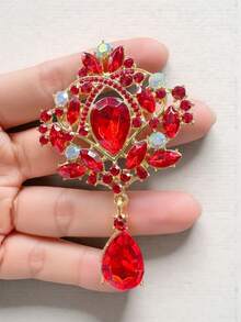 1pc Luxury Vintage Rhinestone & Pearl Flower Brooch, Women's Suit Lapel Pin, Decorative Multi-Purpose Brooch - Multicolor - View 3