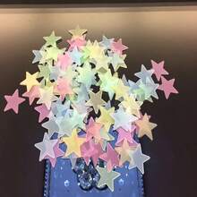 200/100pcs Glow-In-The-Dark Star Wall Stickers, Self-Adhesive Reusable Stickers, Light-Colored Star Design Fluorescent Glow Stickers, Suitable For Bedroom Ceiling And Wall Home Decor - A - View 4
