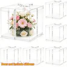 1pc Transparent Gift Box, PET Material High-Style Gift Packaging Box With Lid, Suitable For Birthday, Wedding And Holiday Party Transparent Gift Box - White - View 1