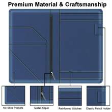 Server Book With Zipper Pocket For Waitress, Cute Waiter Server Wallet, Booklet Restaurant Waitstaff Organizer, Serving Guest Check Book Holder Money Pocket Fits Server Apron, Dark Blue - Pink - View 8