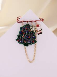 1pc Bohemian Christmas Element Series Classic Elegant Versatile Fashion Handmade Beaded Non-Woven Fabric Christmas House, Christmas Tree, Santa Claus, Rhinestone Snowflake Pendant, Large Brooch, Brooch Suitable For Women's Clothing, Backpack, Holiday, Party, Banquet, Large Gathering Perfect Gift, Christmas Gift For Friends And Family, Vacation, Travel, Photography, Leisure, Commute Daily Wear - Christmas Tree/Christmas House - View 6