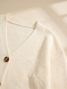 JIANHU Women's White V-Neck Button Knit Cardigan Long Sleeve Jacket For Autumn/Winter Christmas New Year - White - View 6