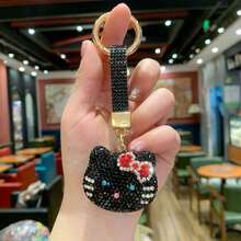 Hasbro New Double-Sided Rhinestone Cute KT Cat Keychain Pendant, Premium Girls Bag Charm, Car Decor Hanging Ornament - One Size - View 8