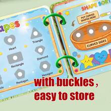 Mixed Theme Children's Quiet Busy Stickers Book, Explore And Learn Preschool Interactive Activity Book, Numbers, Alphabet, Color, Shape, Dinosaur, Space Planet, Fruit Vegetable Matching Game, Early Cognitive Training Educational Toy For Toddler Kids - Multicolor - View 6
