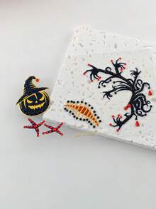 1pc Halloween Ghost Flame Poker Face Rhinestone Sticker, Self-Adhesive Glitter Red Skull Flame Spade Heart Diamond Club Rhinestone Face Decoration, Suitable For Halloween Cosplay, Demon Magician Costume Makeup - Multicolor - View 7