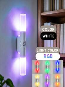 LED Night Light, Dual-Head Sunset Wall Lamp, Motion Sensor, RGB Ambient Light, USB Rechargeable, Party Hallway Closet Holiday Decoration - One Size - View 2