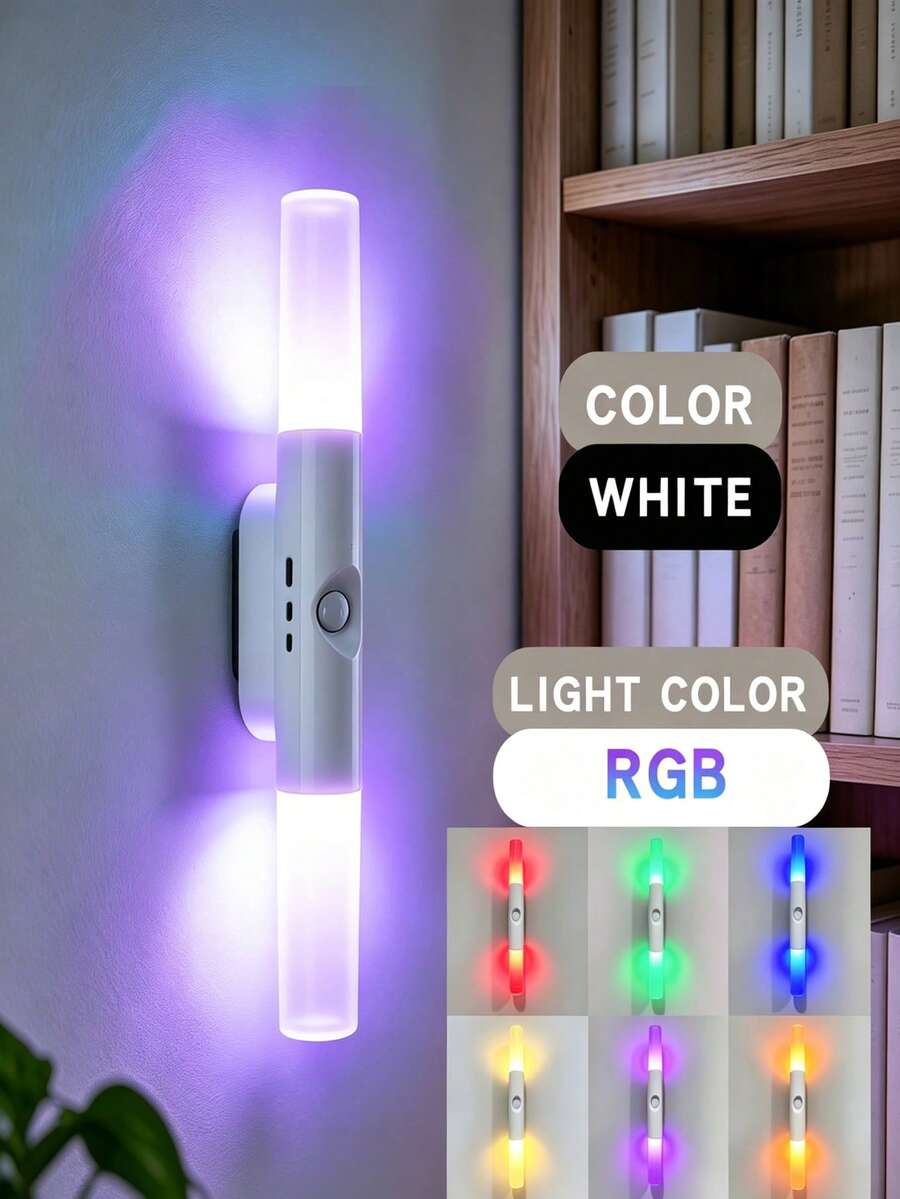 LED Night Light, Dual-Head Sunset Wall Lamp, Motion Sensor, RGB Ambient Light, USB Rechargeable, Party Hallway Closet Holiday Decoration