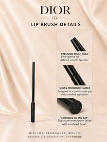 Dior Lip Brush, 10*0.8cm, Available In 1/3/5-Pack, Precise Brush Head For Smooth Application, Compact And Portable, Perfect For Daily Use And Defining Lip Shape On The Go - Black - View 7