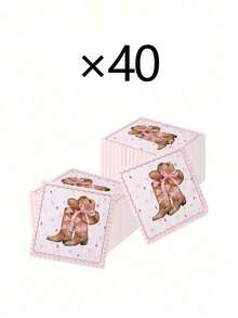 80pcs/40pcs/20pcs/1pc Western Cowboy Bow Theme Napkins - Disposable Napkins With Pink Bow Pattern, Holiday Party Table Decor, Home Dining Convenient Tissues, For Wedding, Graduation, Birthday,Housewarming Party, Vintage, Back To School, Etc. - One Size - View 12