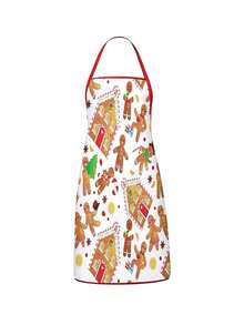 2Pcs Christmas Couple Apron Set, Gingerbread Man Gingerbread House & Argyle Plaid Gingerbread Printed Adjustable Bib Apron, Holiday Kitchen Cooking Baking Apron For Family Party Xmas Gift - Multicolor - View 9