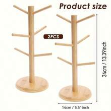 Bộ 2 giá treo ly bằng tre, giá đỡ cốc cà phê bằng gỗ với 6 móc, kệ treo ly và dụng cụ sắp xếp cốc tiết kiệm không gian cho mặt bếp, quầy cà phê, tủ và lưu trữ tại nhà - Xem 10
