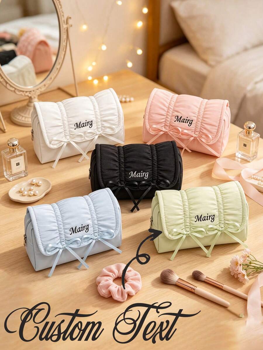 Tas Penyimpanan Kosmetik dengan Nama/Inisial/Personalisasi - Organizer Makeup Kapasitas Besar dengan Resleting, Cocok untuk Wanita dan Pria, Tas Penyimpanan Portabel untuk Perjalanan, Tas Perlengkapan Mandi, Tas Kosmetik, Cocok untuk Penyimpanan Sehari-hari, Gym, dan Aktivitas Luar Ruangan - Tas Penyimpanan dengan Resleting Besar - MultiWarna - View 1