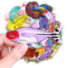 50pcs Colorful Tropical Ornamental Fish Doodle PET Stickers, Diverse Designs, Enhance Thinking And Creative Action Abilities, Art Supplies, Children Sticker Toys - Multicolor - View 7