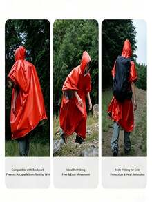 1pc Emergency Heat Reflective Rain Poncho, Outdoor Hiking Gear - Multicolor - View 9