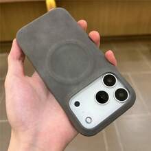 DECOPHONE Luxury Faux Leather Magnetic Phone Case, Lychee Texture, Compatible With IPhone 17 Pro Max, 17 Pro, 17 Air, 17, 16, 15, 14, 13 Pro Max, Shockproof Soft Back Cover - Grey - View 1