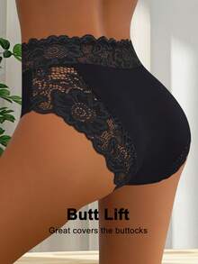 QUASTI 8pcs Women's Plus-Size Mid-Rise Lace Panties: Elegant Wavy Edges, Comfortable Everyday Wear, Suitable For All Seasons - Multicolor - View 2
