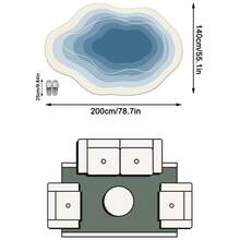 1PC Cream, Light Blue, Dark Blue Multi-Layer Wave Pattern Modern Minimalist Art Rug, Fresh Minimalist Style Faux Cashmere Asymmetrical Wave Asymmetrical Concentric Gradient Blue & White Ripples With Fine Edge Detail, Machine Washable Area Rug, Suitable For Living Room, Bedroom, Balcony, All Seasons, Aesthetic Home Decor - Multicolor - View 11