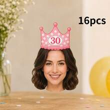 8/16/24pc Custom Face Cutout Birthday Banner, Crown Party Hat Face Decor, Photo Face Banner, Personalized Photo Face Bunting, Birthday Party Decorations, Face Garlands - Multicolor - View 10