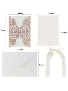 10pcs/Pack Silver & Light Gold Sparkly Laser Cut Wedding Invitations(Includes Blank Cards, Envelopes, & Ribbon Bows), Elegant High-Grade Invitation Cards For Weddings & Parties - Multicolor - View 42