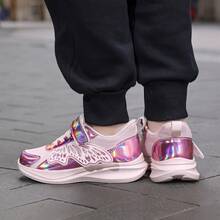 2026 New Fashion Casual Sports Shoes For Girls, Outdoor Hook And Loop Athletic Sneakers - Pink - View 2