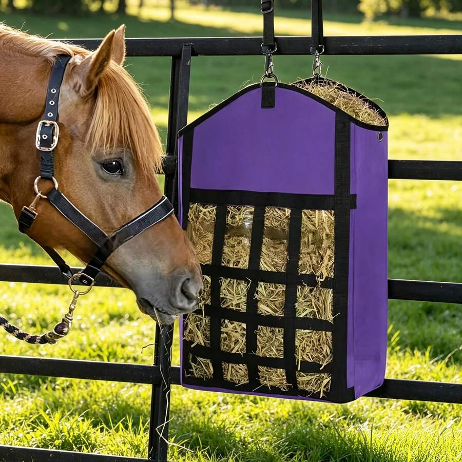 1pc Hay Storage Hanging Bag, Horse & Goat Hay Net Slow Feeder, Open Feeding Hole Hay Rack Storage Bag, Small Size May Be More Suitable For Goats And Sheep, Large Size Can Meet Horse Needs - View 1