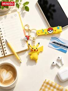 MINISO Pokémon Pikachu Yellow Wrist Strap Keychain With Poké Ball Charm For Keys, Daily Carry & Travel, Christmas Gift - Style 1 - View 2