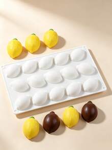 Lemon Silicone Mold 15-Cavity 3D, Non-Stick Baking Pan For Chocolate Fondant Jelly Pudding Cake, Christmas Cake Decorating Mold, Easy Clean Reusable For Family Party DIY Kitchen Baking Supplies - White - View 5