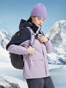 CAMEL CROWN Women's 3-In-1 Goose Down Jacket, Fluorine-Free Waterproof Windproof Outdoor Hiking Coat - Pale Gray-purple/Twilight Blue - View 2