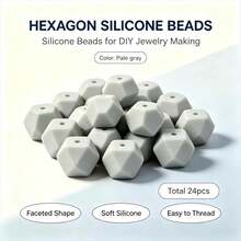 24/100Pcs Morandi Color Palette Faceted Hexagon Silicone Beads, Polygonal Beads For DIY Jewelry & Bead Pen Making - Morandi Color Scheme - View 16