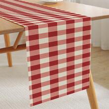 1pc, Classic Buffalo Plaid Table Runner, Red And White Plaid Rectangular Table Runner Tablecloth, Suitable For Home Dinner, Coffee Table, Kitchen And Dining Room Decor, Party Dining Table Setting, Entryway, Fireplace Mantel, Home Decor - Red - View 2