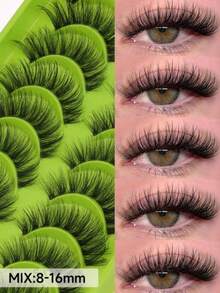 Voluminous Russian Style DD Curl False Eyelashes, Fluffy Synthetic 3D Faux Mink Lashes, Cat Eye Style, Exquisite 8D Full Row Thick Lashes, Lifting Eye Shape Effect, Full & Dense Design, Extended & Thickened Outer Corner, Makeup Lashes, Natural Look, Faux Mink Texture, Realistic Short-Term Lash Extension Effect - Multicolor - View 1