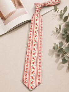 1pc Men's 8cm Christmas Holiday Reindeer & Santa Claus Neck Decor Tie - Multicolor - View 13